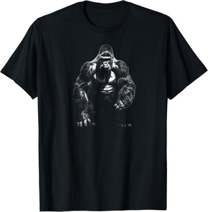Gorilla Face Angry Growling Scary Silverback Gorilla T-Shirt - T-Shirt | Black
