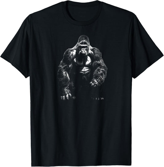 Gorilla Face Angry Growling Scary Silverback Gorilla T-Shirt - T-Shirt | Black