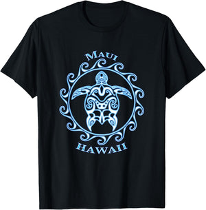Maui Hawaii Honu Tribal Sea Turtle Summer Beach T-Shirt - T-Shirt | Black