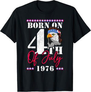 Patriotic America USA Eagle Born On 4th Of July 1976 Men T-Shirt - T-Shirt | Black