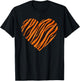 Cool Tiger Stripes Women Animal Lover Heart Pattern T-Shirt - T-Shirt | Black