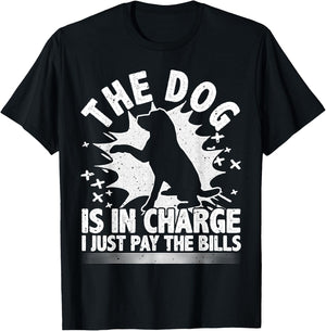 Dog Lover, Dog Is In Charge, Funny Design For Dog Owners Women T-Shirt - T-Shirt | Black