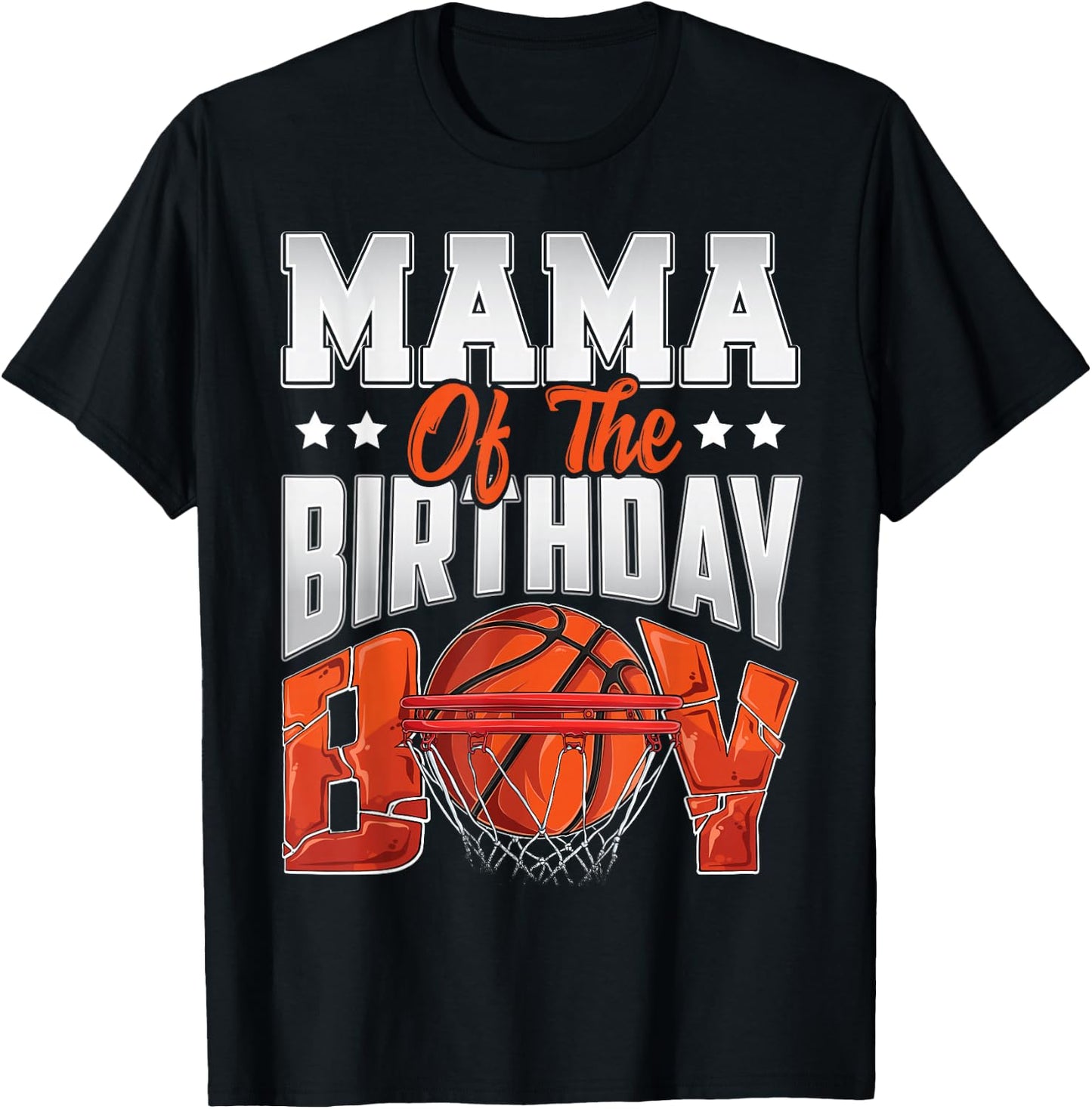 Mama Basketball Birthday Boy Family Baller b-Day Party T-Shirt - T-Shirt | Black
