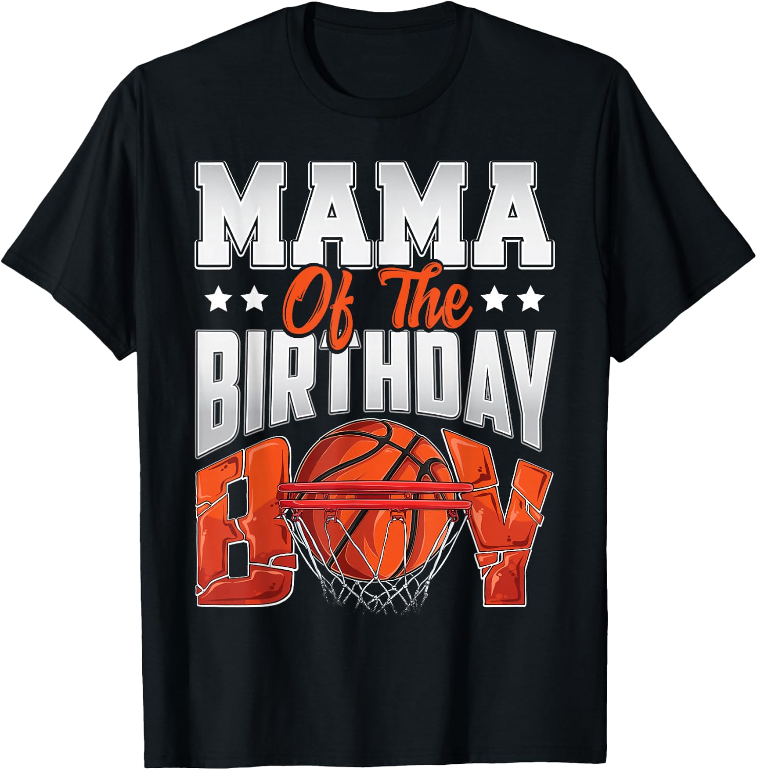 Mama Basketball Birthday Boy Family Baller b-Day Party T-Shirt - T-Shirt | Black