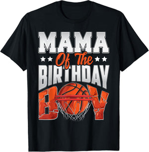 Mama Basketball Birthday Boy Family Baller b-Day Party T-Shirt - T-Shirt | Black
