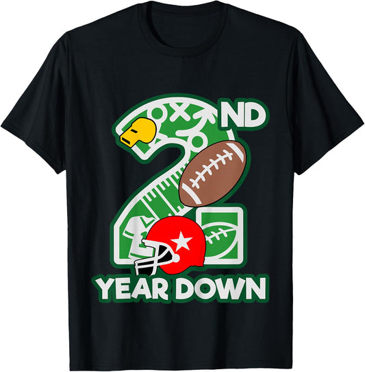 Kids 2nd birthday football theme party shirt 2 year old boy girl T-Shirt - T-Shirt | Black