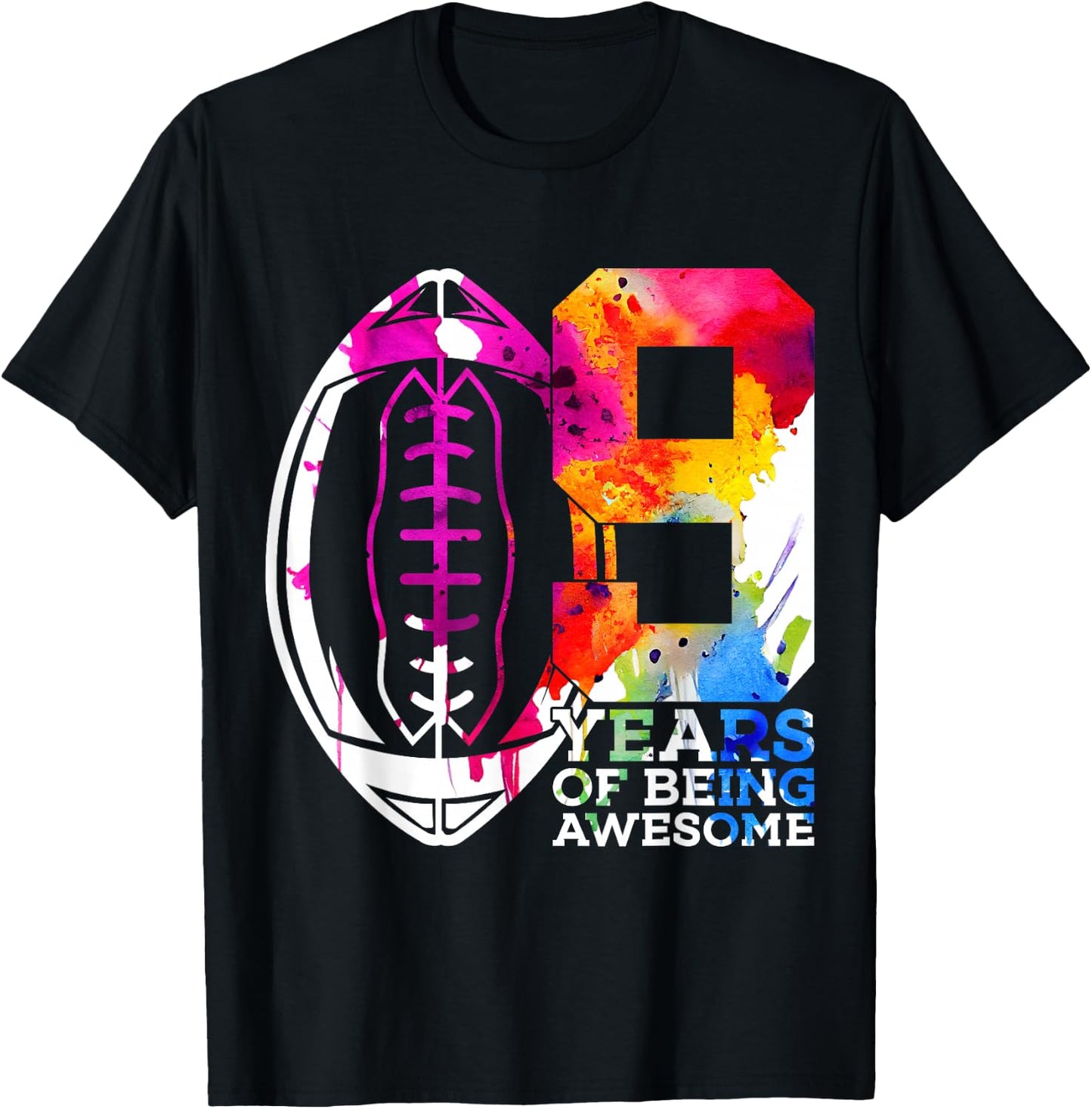 9 Years of Being Awesome Football 9th Birthday T-Shirt - T-Shirt | Black