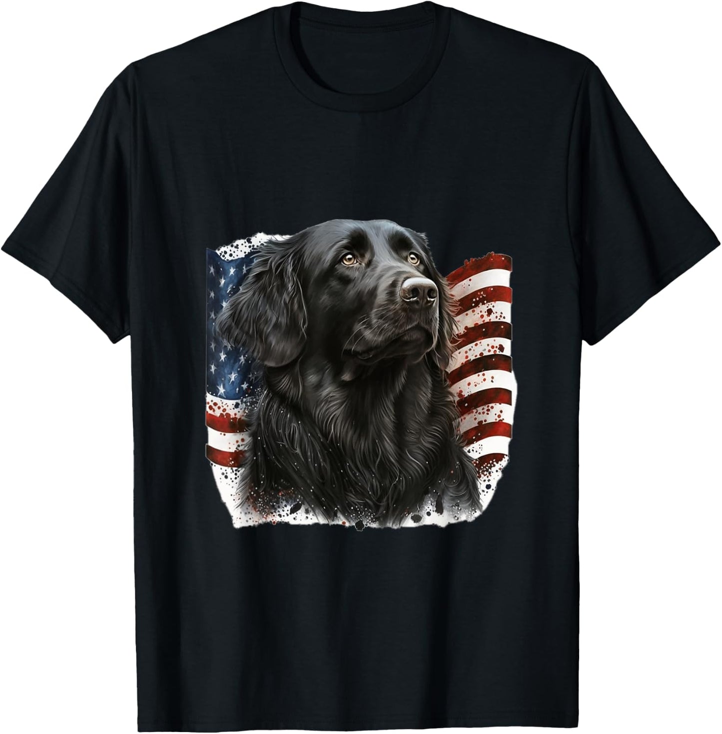 Flat Coated Retriever 4th of July - Flat Coated Retriever T-Shirt - T-Shirt | Black
