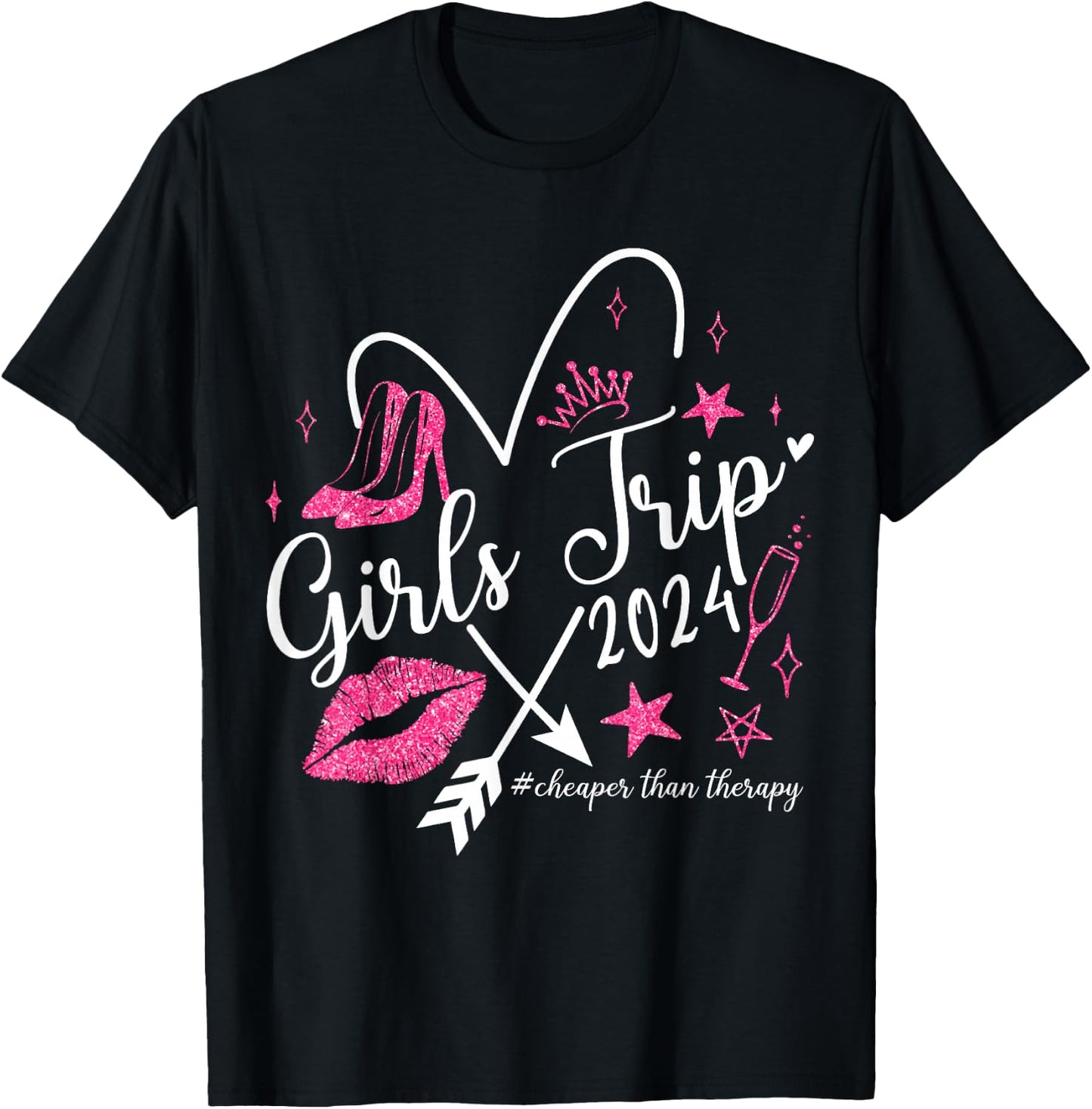 Funny Girls Trip 2024 Summer Vacation Girls Weekend T-Shirt - T-Shirt | Black