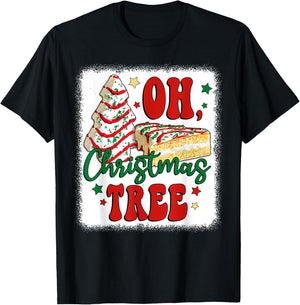 Oh Christmas Tree Cakes Debbie Becky Jen Groovy Retro Pajama T-Shirt - T-Shirt | Black