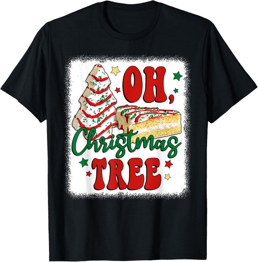 Oh Christmas Tree Cakes Debbie Becky Jen Groovy Retro Pajama T-Shirt - T-Shirt | Black