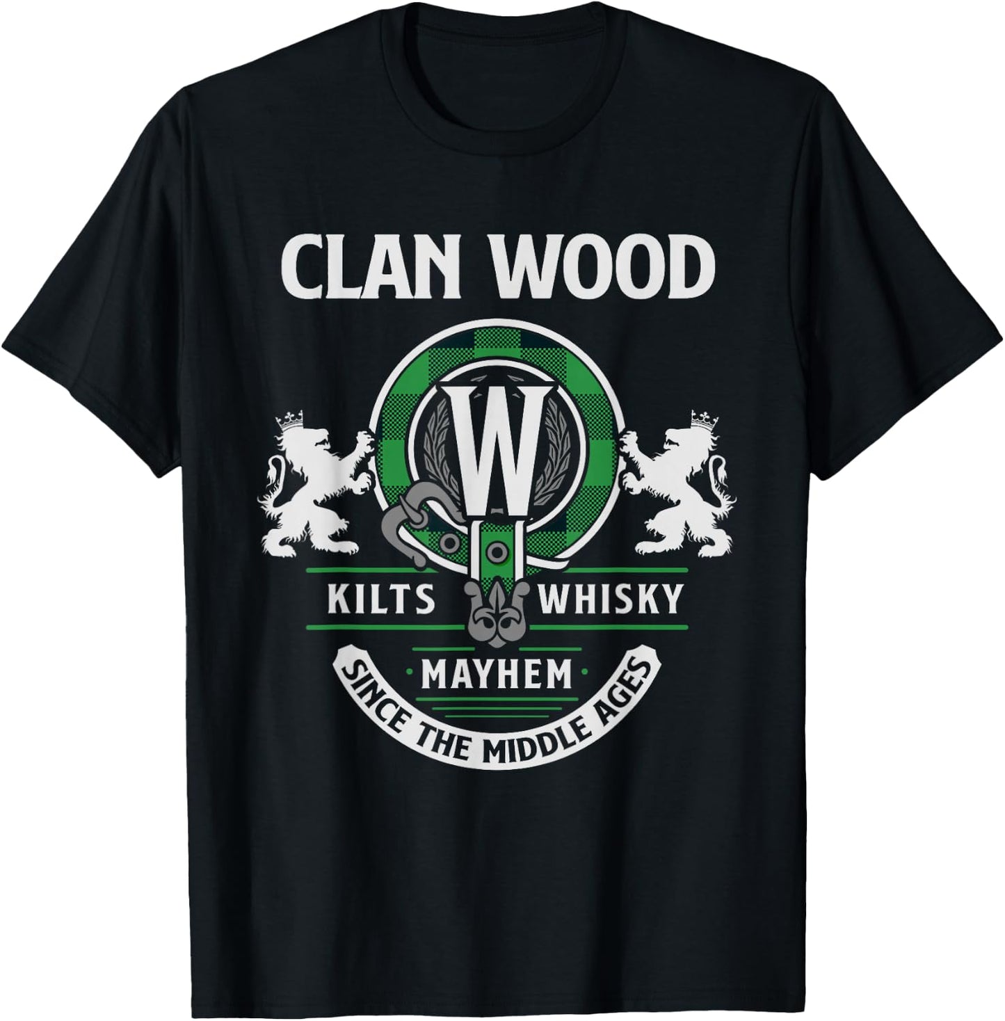 Clan Wood Scottish Surname Family Highland Games T-Shirt - T-Shirt | Black