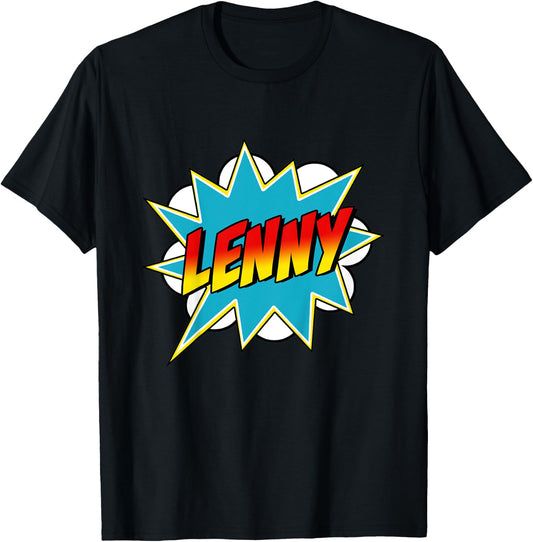 Kids Boys Lenny Name Superhero Comic Book T-Shirt - T-Shirt | Black