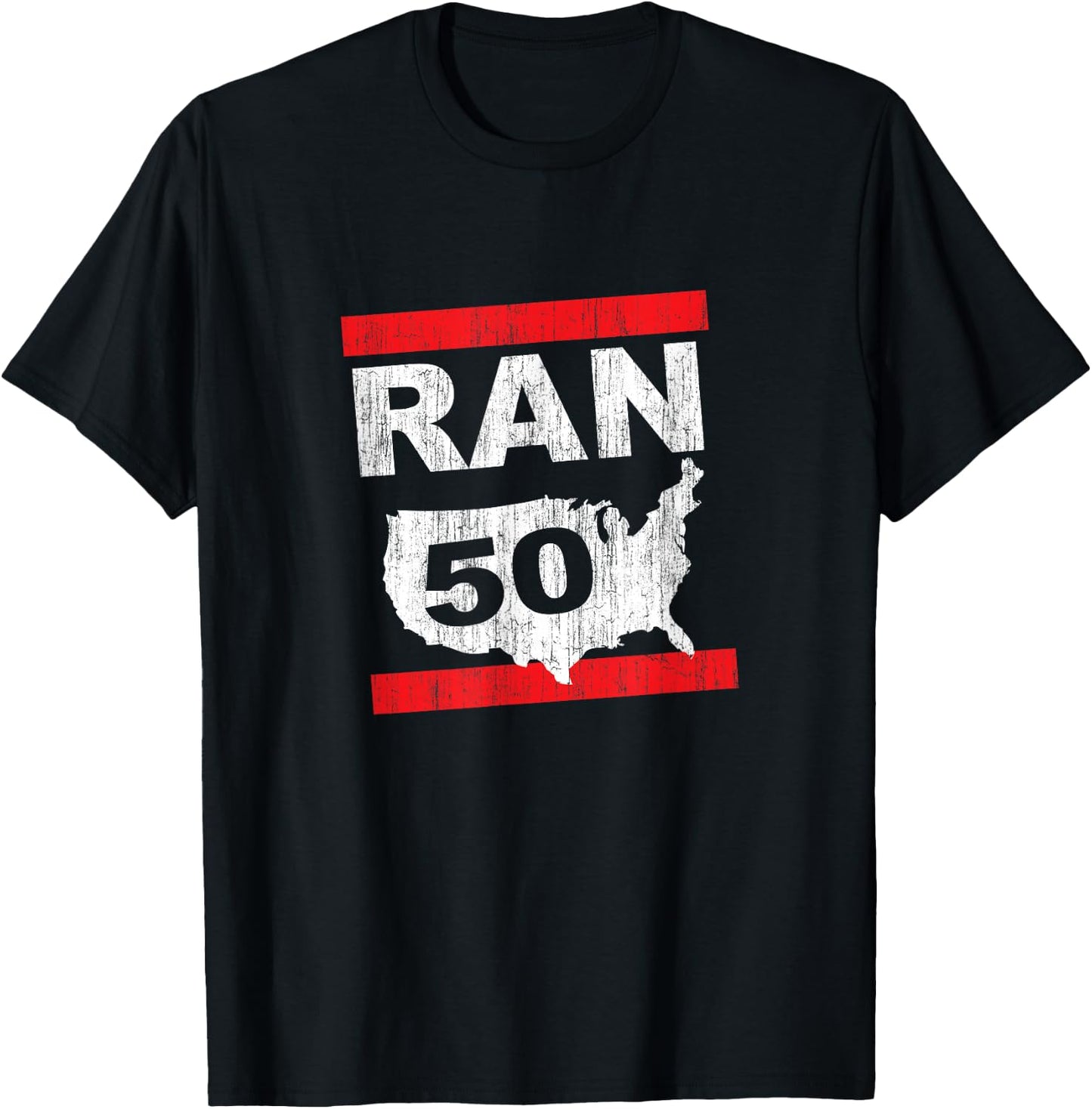 RAN 50 States Marathon Run Runner Running Inspired Design T-Shirt - T-Shirt | Black