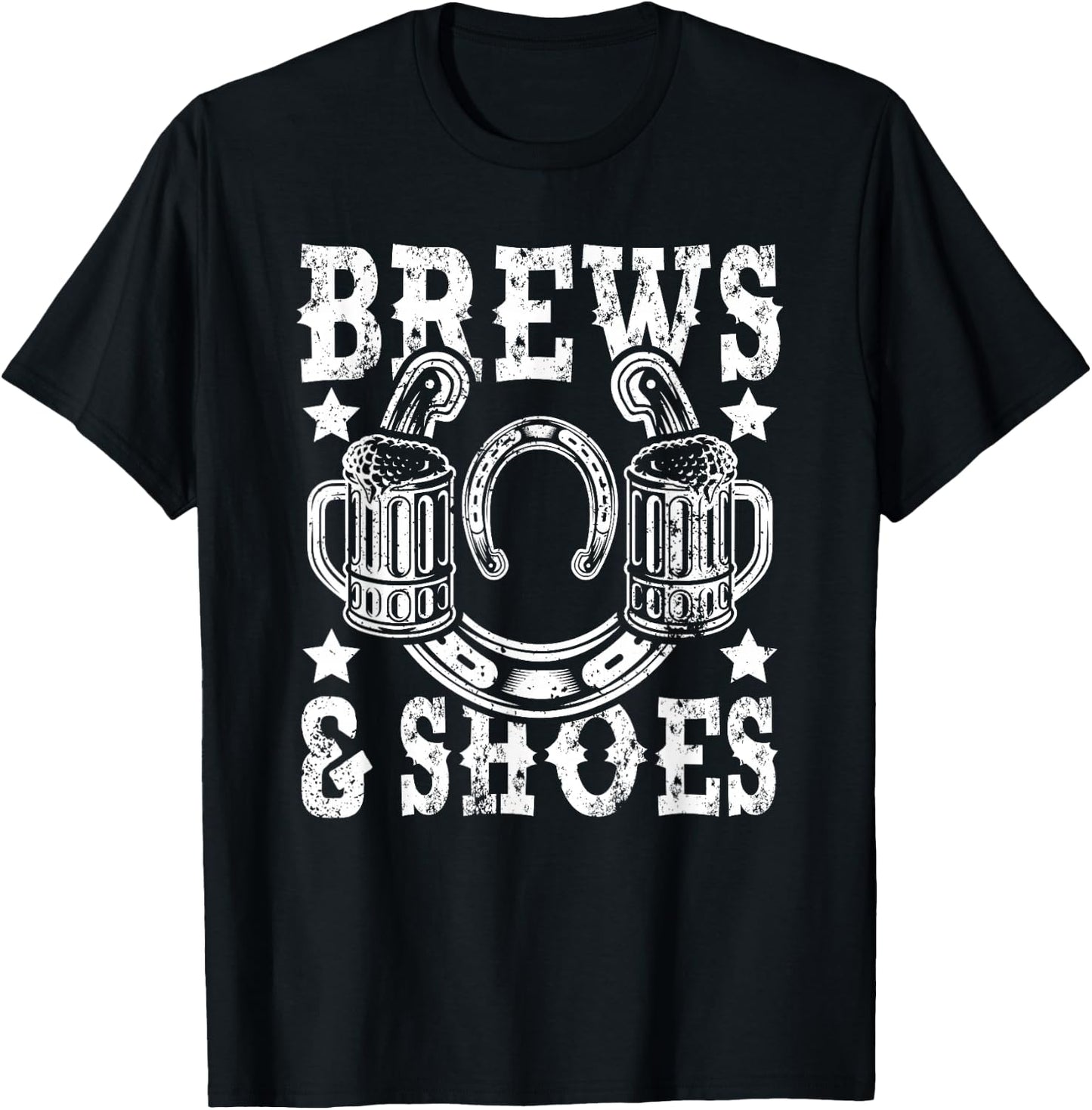 Brews and Shoes Horseshoe Pitcher T-Shirt - T-Shirt | Black