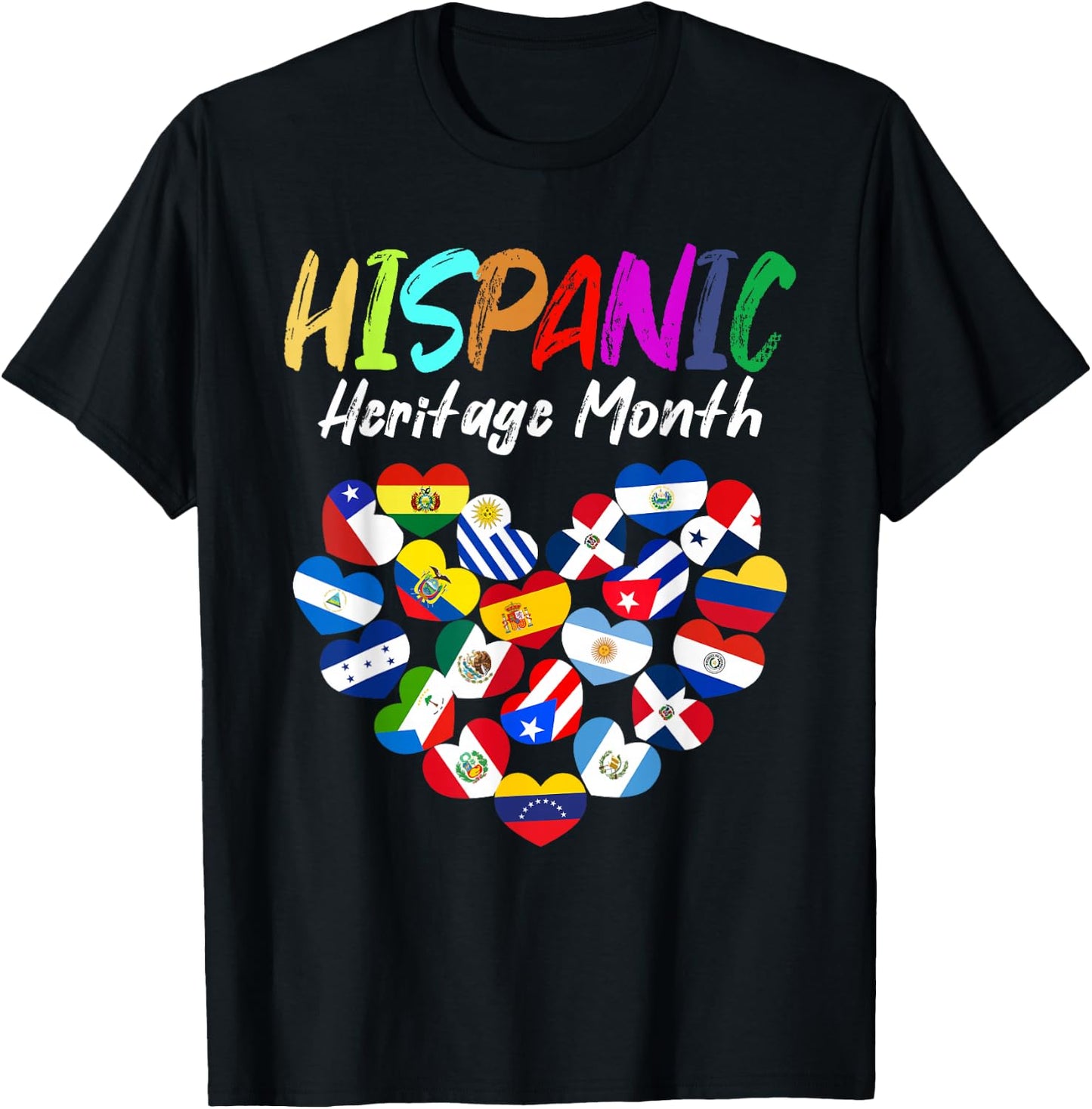 Hispanic Heritage Month All Countries Heart flags kids boys T-Shirt - T-Shirt | Black