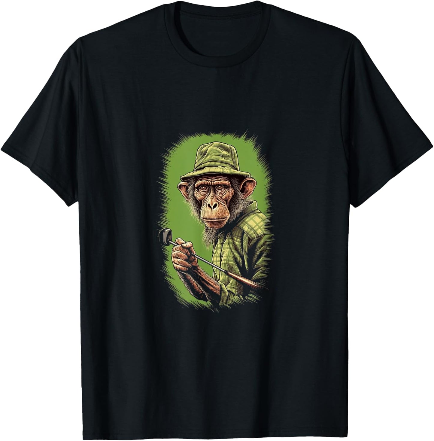 Golfer Monkey Golf Club Golf Player Golfing Ape Primate T-Shirt - T-Shirt | Black