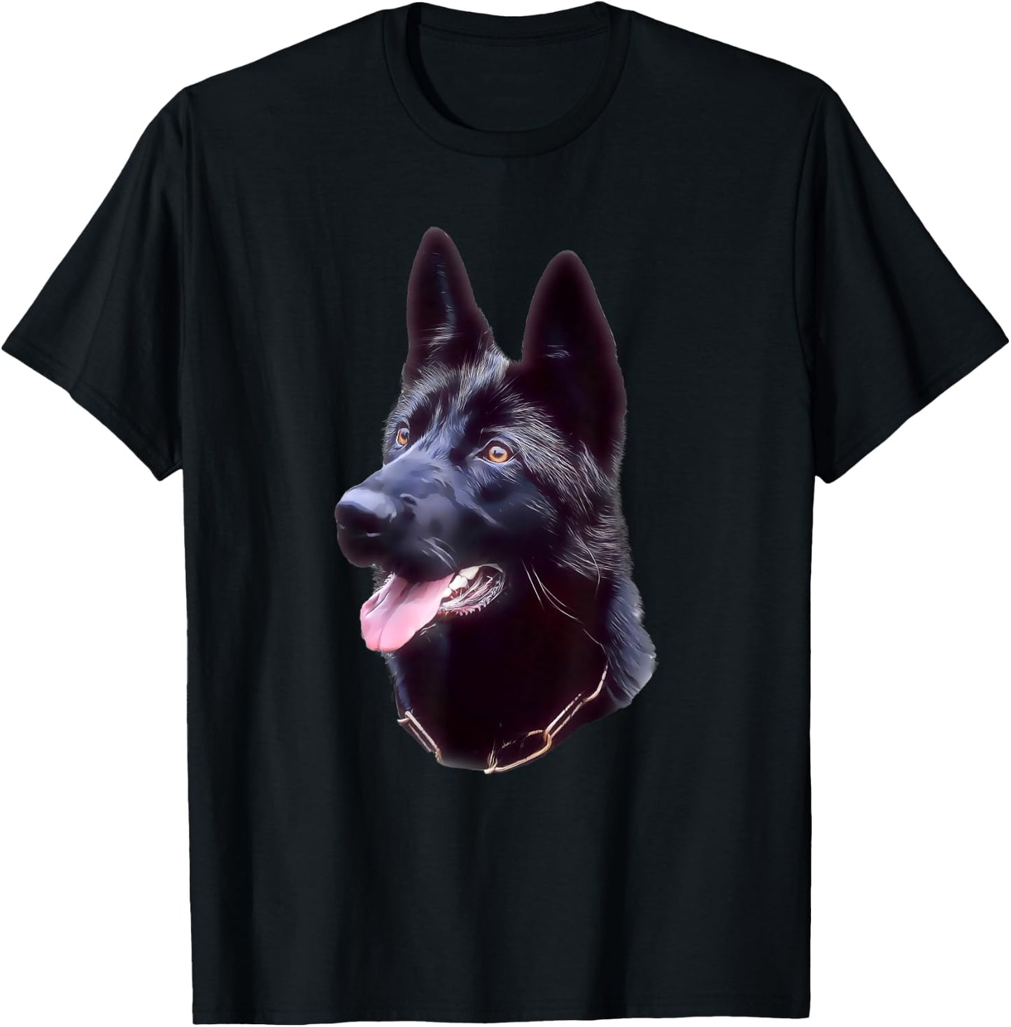 Black German shepherd portrait art, black shepherd owner T-Shirt - T-Shirt | Black