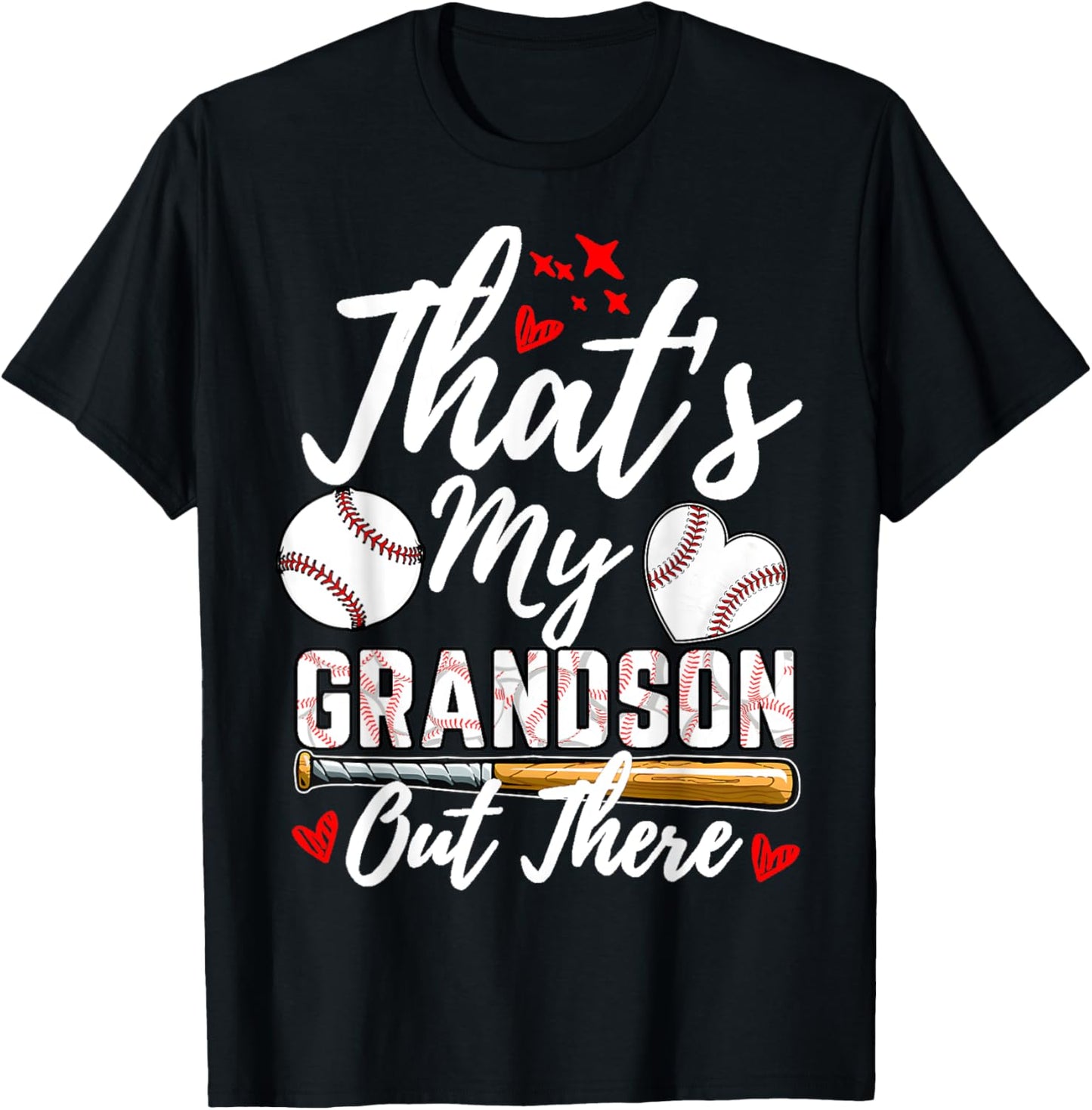 That's My Grandson Out There Baseball Grandma Mother's Day T-Shirt - T-Shirt | Black