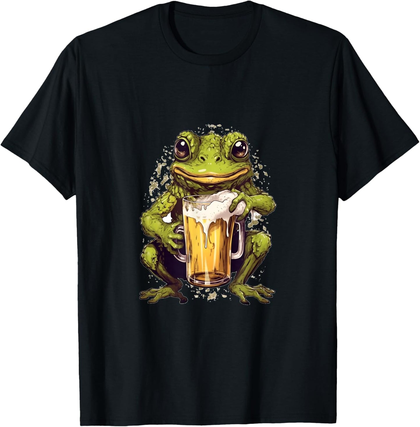Frog Beer Drinking Funny Beer Drinker Frogs Toad Amphibian T-Shirt - T-Shirt | Black