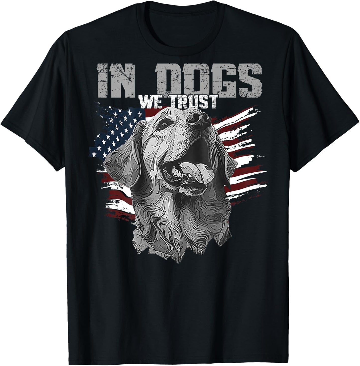 Golden Retriever In Dogs We Trust (on back) T-Shirt - T-Shirt | Black