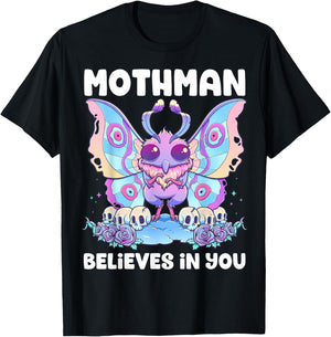 Pastel Goth Mothman Believes You Me Gothic Cryptid Wicca T-Shirt - T-Shirt | Black
