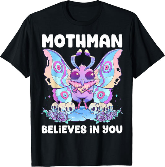 Pastel Goth Mothman Believes You Me Gothic Cryptid Wicca T-Shirt - T-Shirt | Black