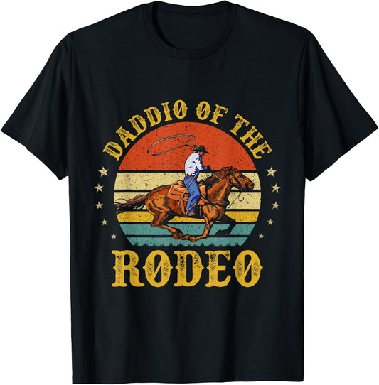 Daddio Of The Rodeo Cowboy Dad Daddy Funny Father's Day T-Shirt - T-Shirt | Black