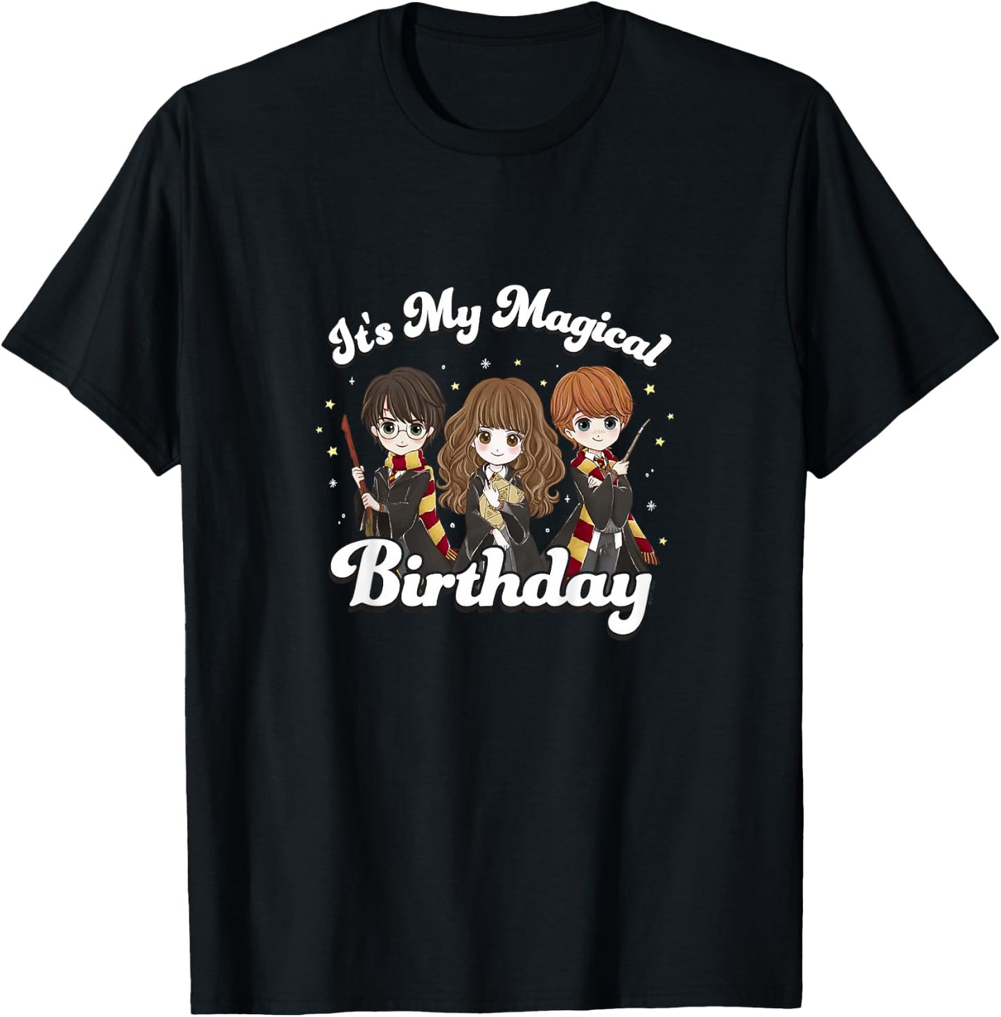 Kids Harry Potter It's My Magical Birthday Main Trio Anime Youth T-Shirt - T-Shirt | Black
