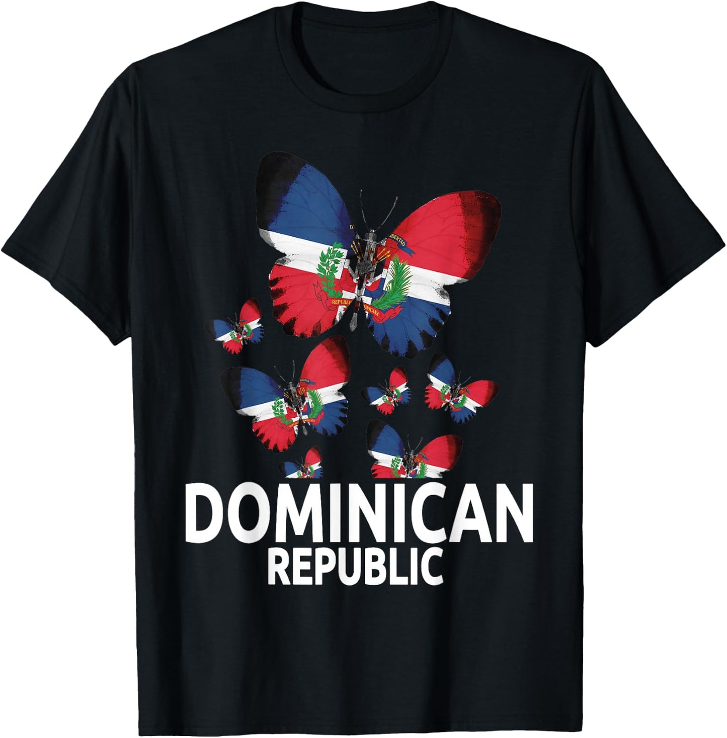 Republica Dominicana Butterfly & Dominican Flag T-Shirt - T-Shirt | Black