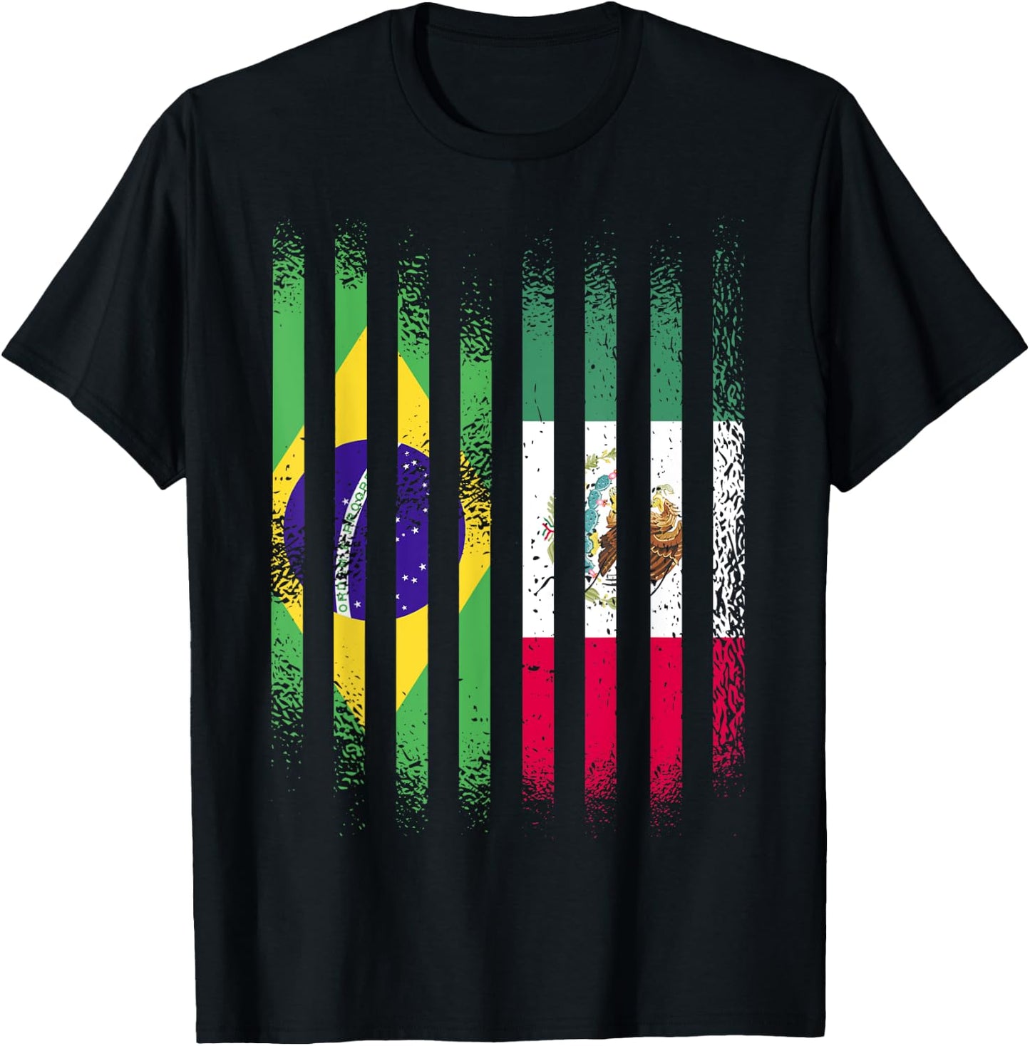 Brazil Flag Mexico Grown Country Flags Stripes T-Shirt - T-Shirt | Black