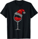 Christmas Wine Shirt - Glass of Red Wine Santa Hat Girl T-Shirt - T-Shirt | Black