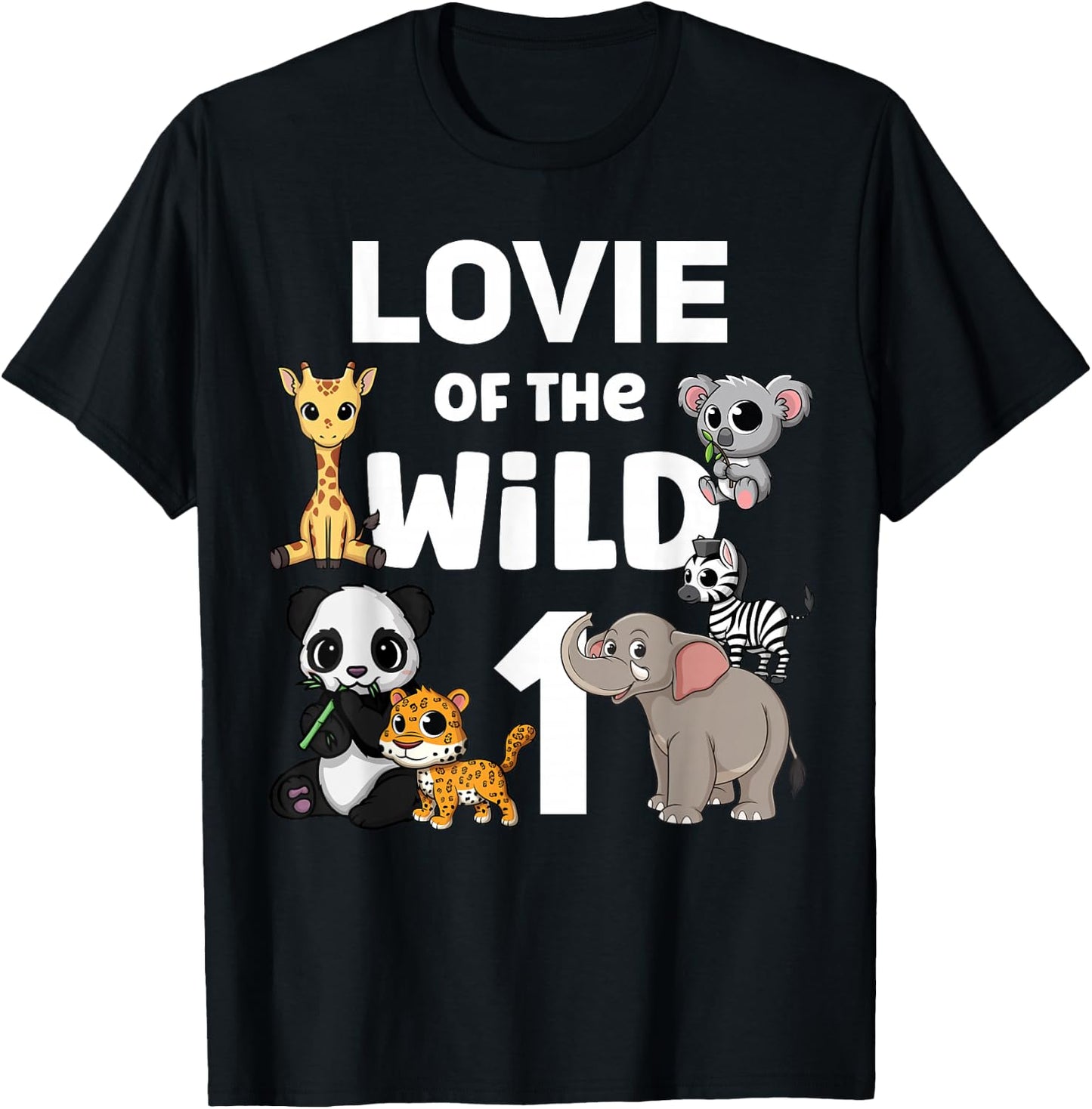 Lovie of the Wild One Zoo 1st Birthday Party Safari Jungle T-Shirt - T-Shirt | Black