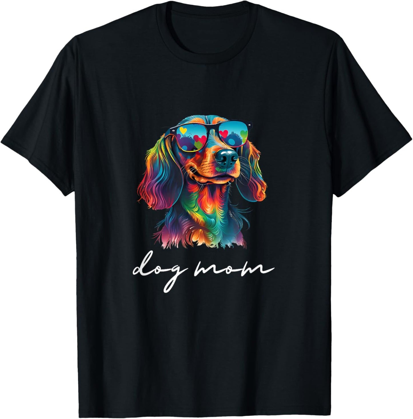 Cute Colorful Long-Haired Longhair Dachshund Mom Women T-Shirt - T-Shirt | Black