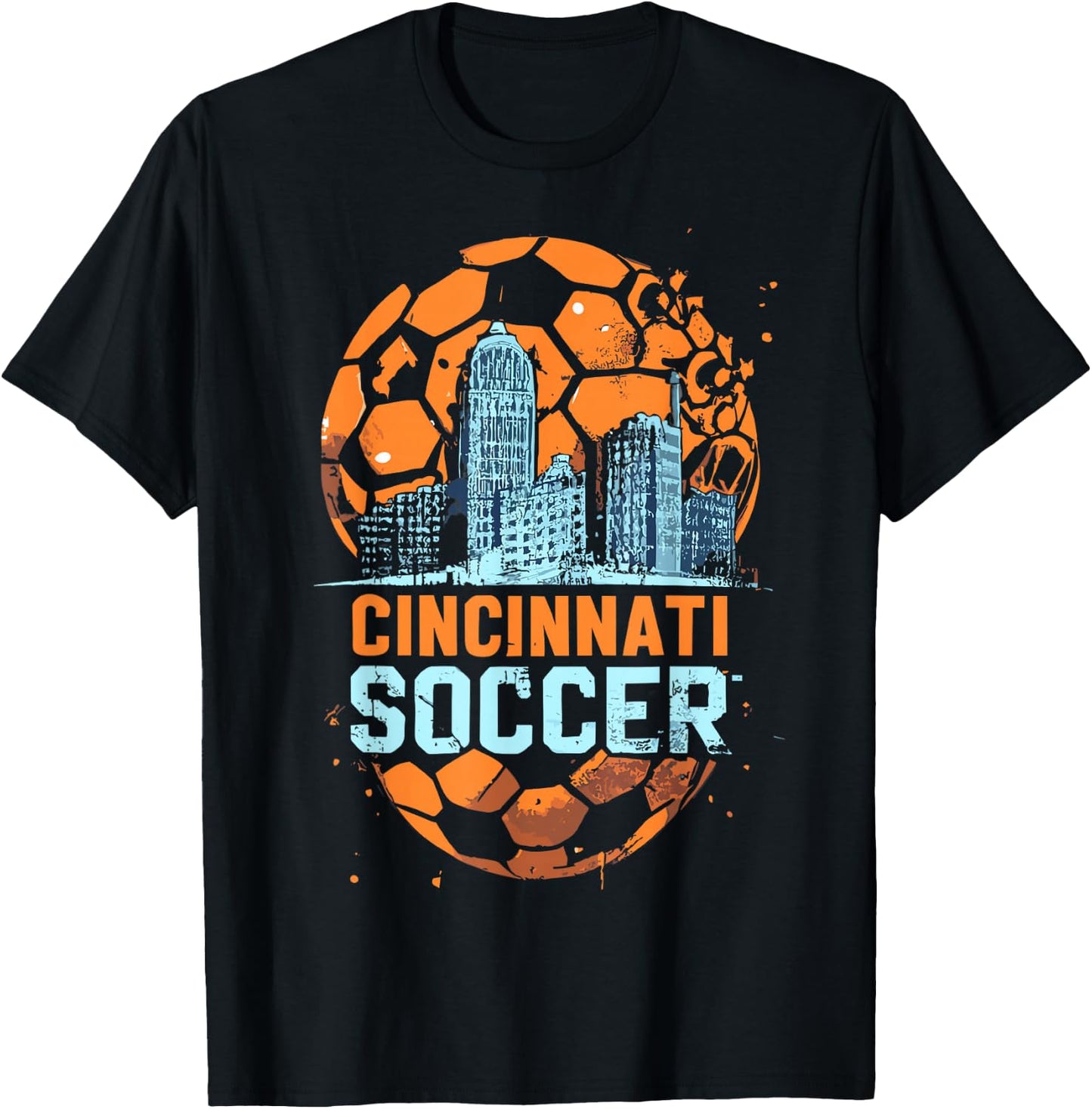 Cincinnati Soccer City Skyline Cool Cincy 513 T-Shirt - T-Shirt | Black