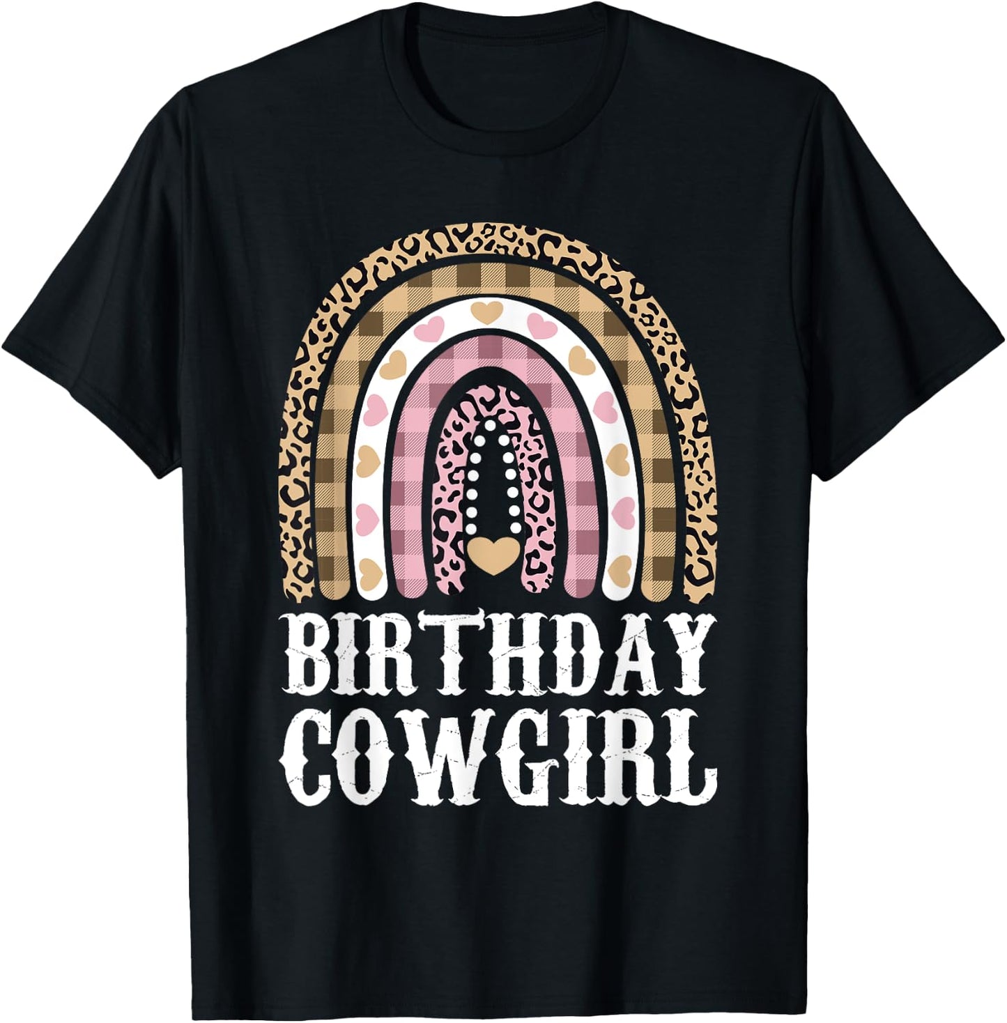 Birthday Cowgirl Outfit Rainbow Girl Cowboy Western Kid Bday T-Shirt - T-Shirt | Black