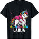 Kids School Child Unicorn Lamija First Name Girls T-Shirt - T-Shirt | Black