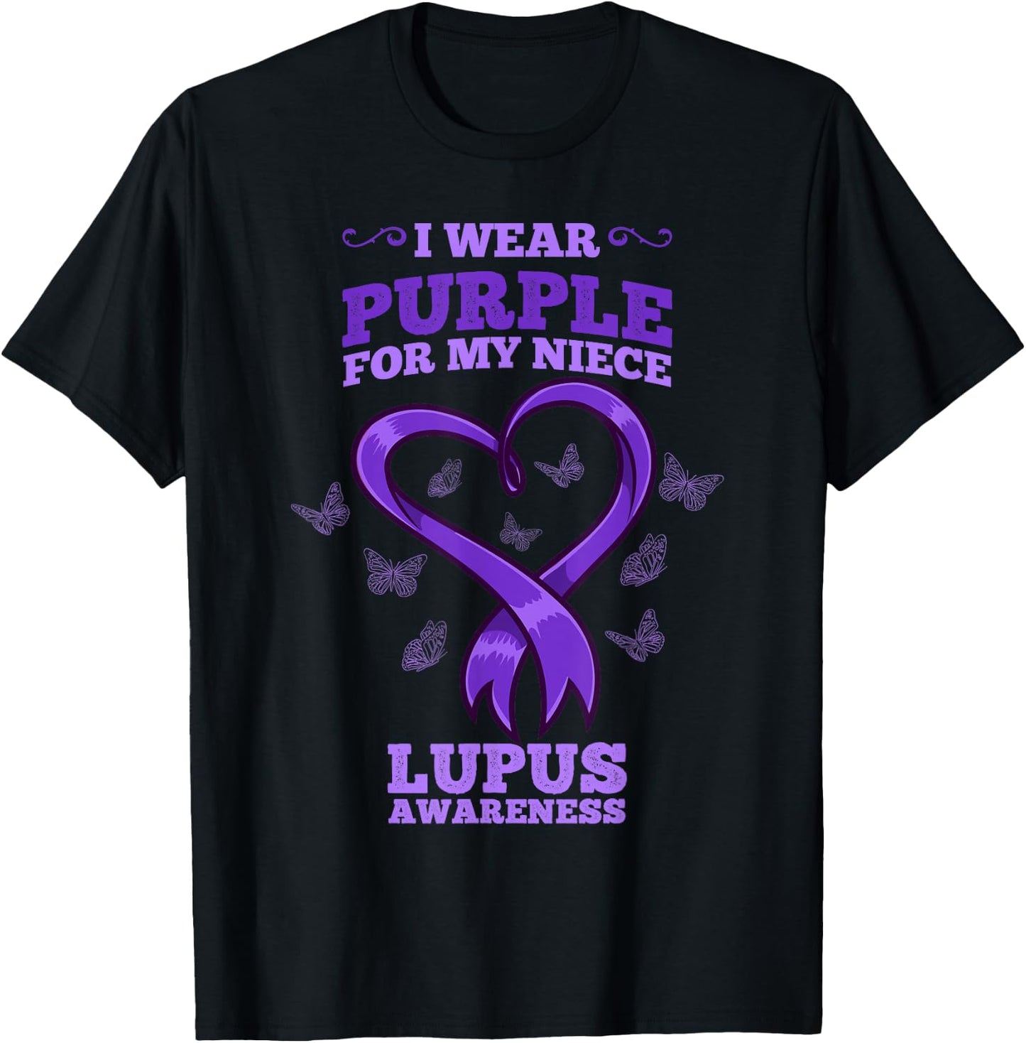 I Wear Purple For My Niece Lupus Awareness T-Shirt - T-Shirt | Black