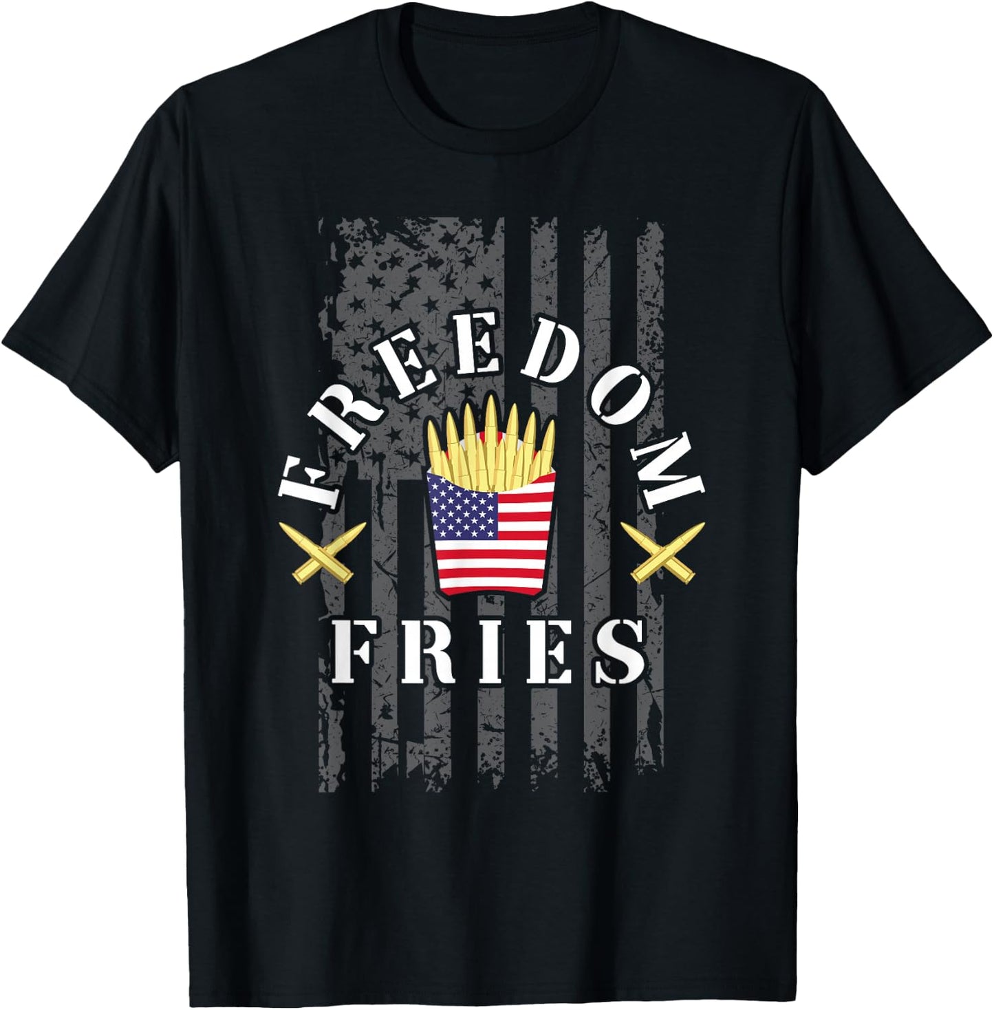 Funny Patriotic Freedom Fries 2nd Amendment Freedom Fries T-Shirt - T-Shirt | Black