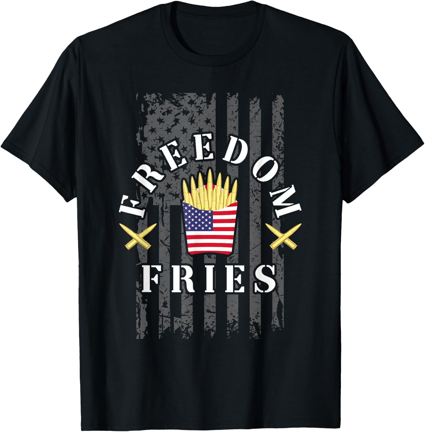 Funny Patriotic Freedom Fries 2nd Amendment Freedom Fries T-Shirt - T-Shirt | Black