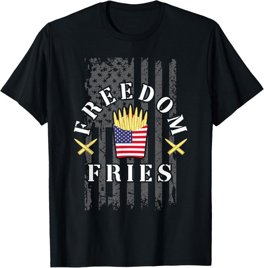 Funny Patriotic Freedom Fries 2nd Amendment Freedom Fries T-Shirt - T-Shirt | Black