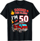 Fire Truck 50th Birthday Firefighter Fireman 50 Year Old T-Shirt - T-Shirt | Black