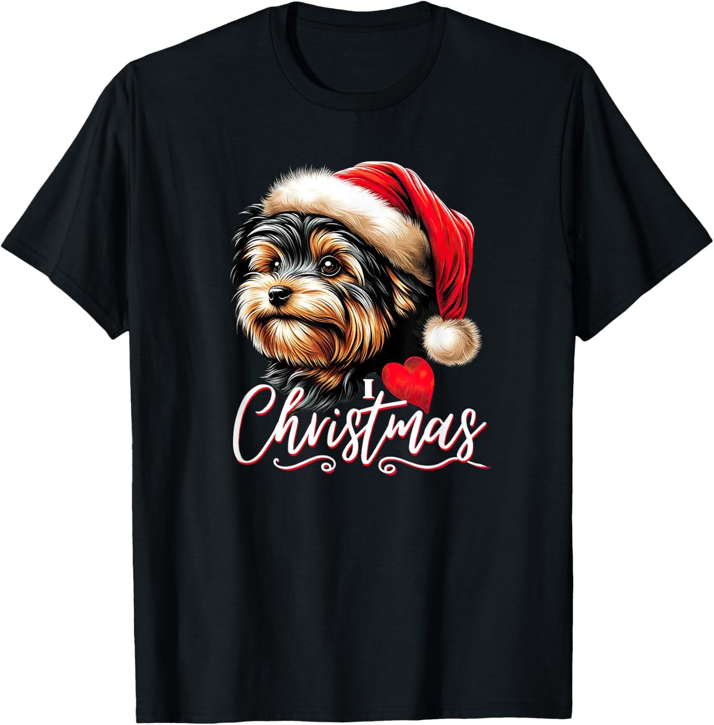 Yorkie Poo I Love Christmas T-Shirt - T-Shirt | Black