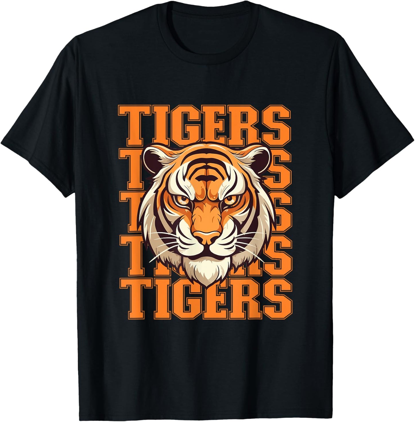 Football Tigers School Sports Fan Team Spirit Tigers Mascot T-Shirt - T-Shirt | Black