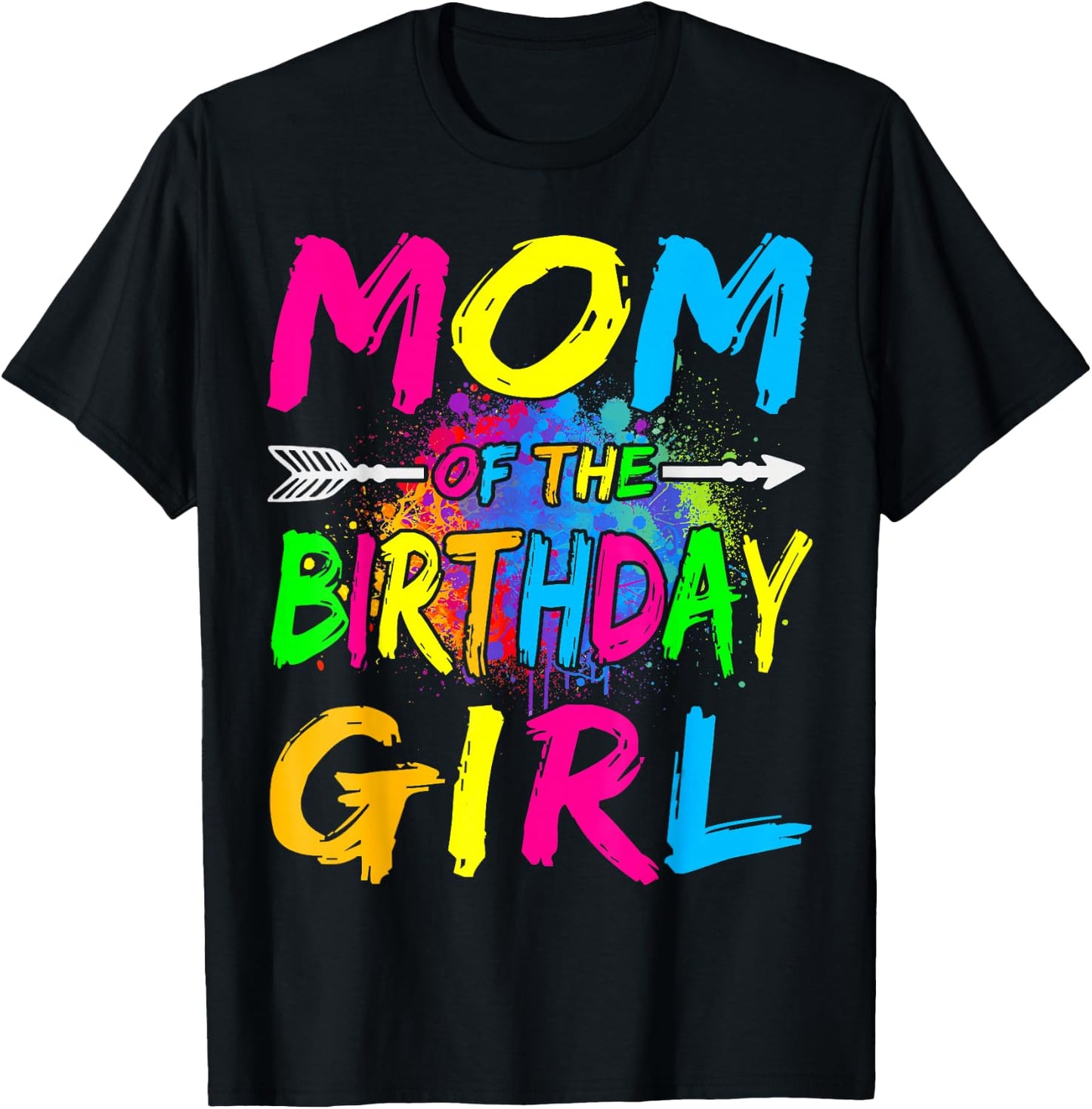 Mom of The Birthday Girl Retro 80's Party Shirt T-Shirt - T-Shirt | Black