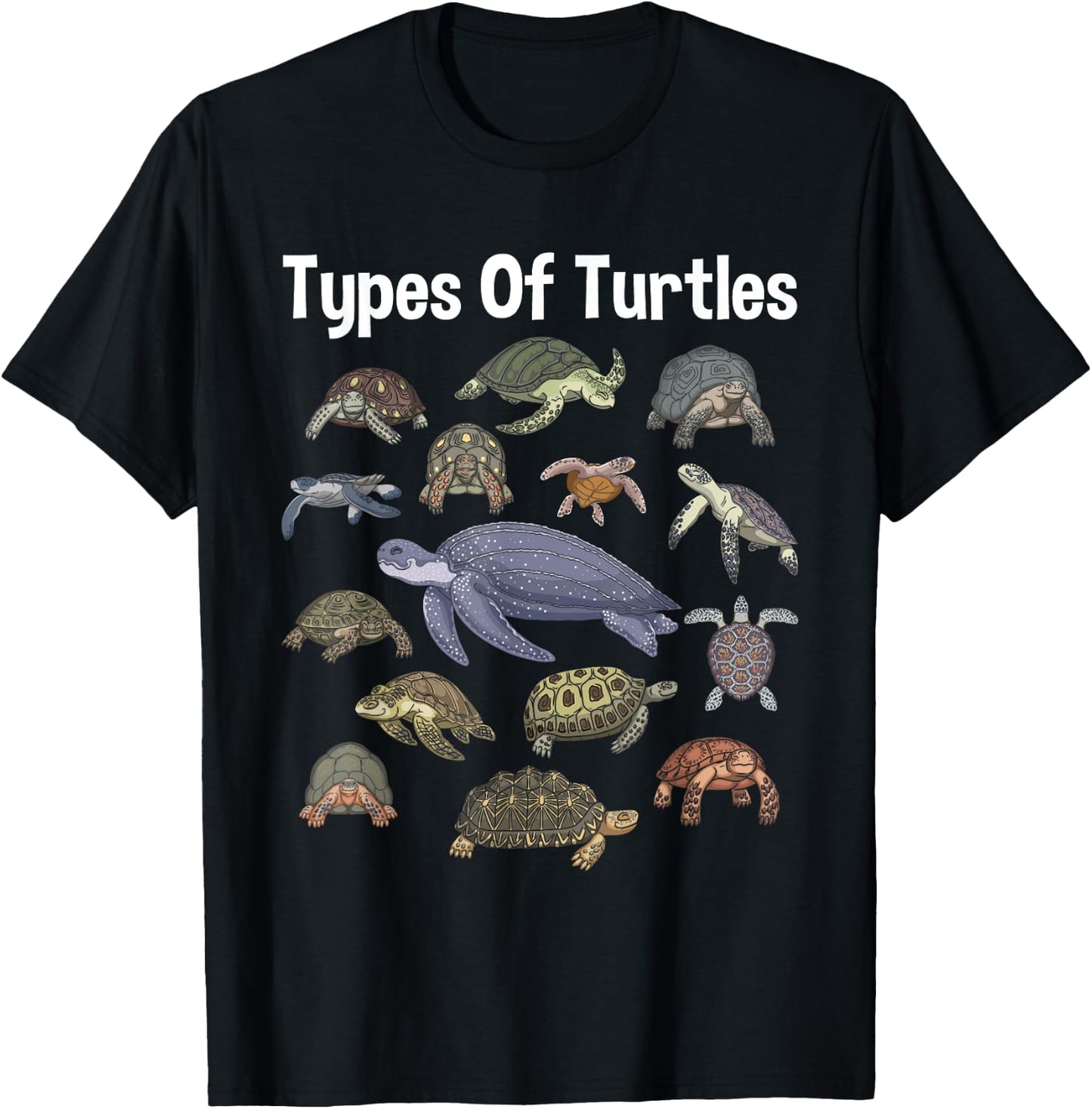 Types Of Turtles - Sea Ocean Animal Reptile Lover Zookeeper T-Shirt - T-Shirt | Black