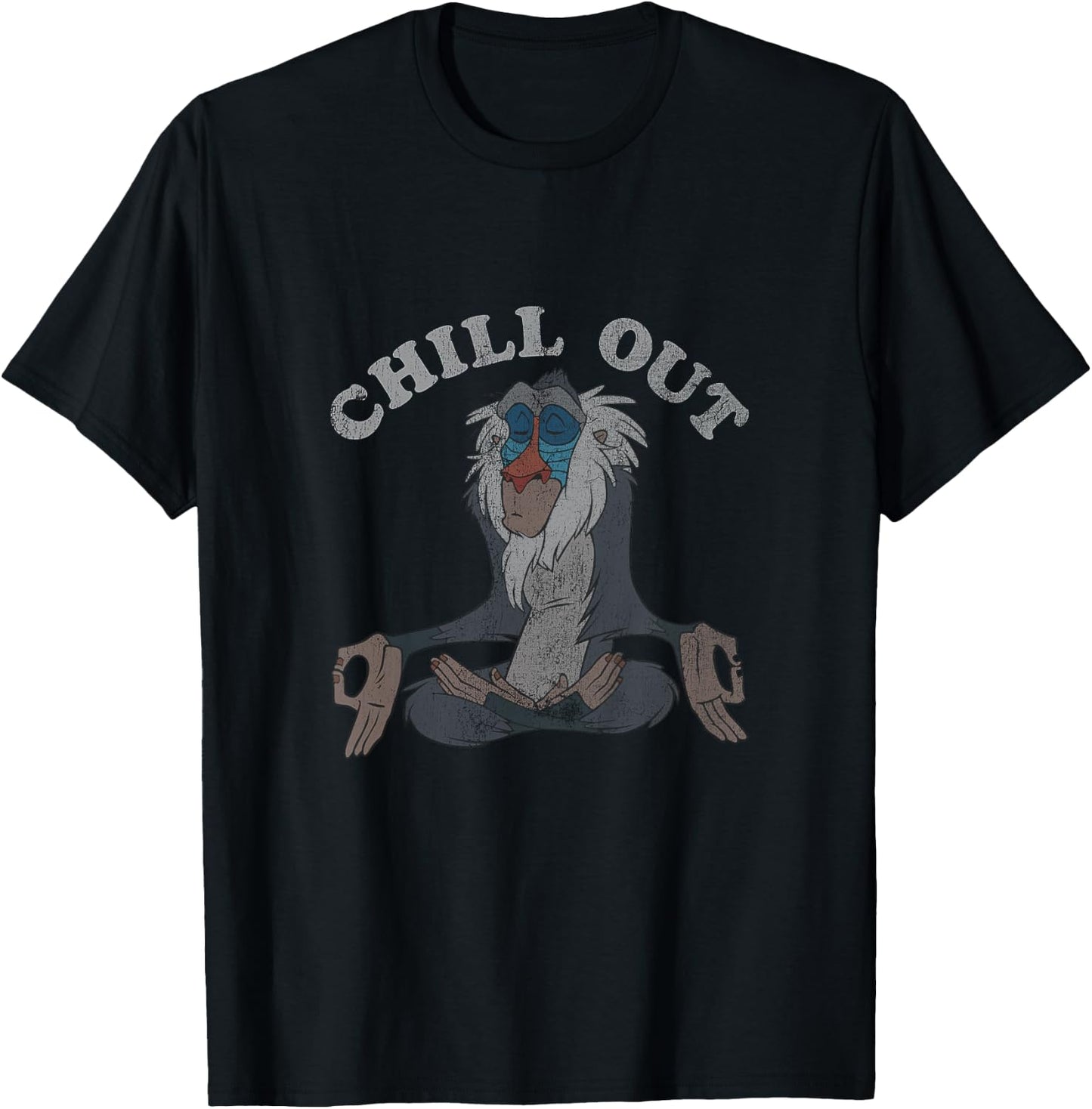 Kids Disney The Lion King Rafiki Vintage Chill Out Meditation T-Shirt - T-Shirt | Black