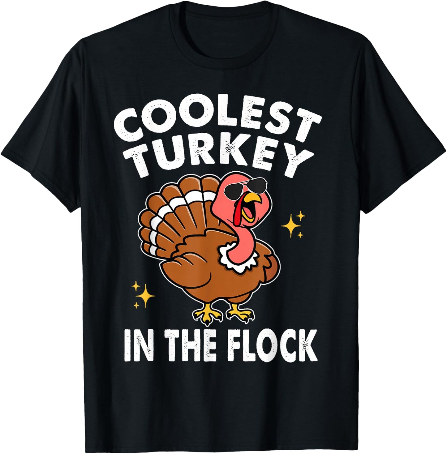 Coolest Turkey In The Flock Thanksgiving Shirts Kids Boys T-Shirt - T-Shirt | Black