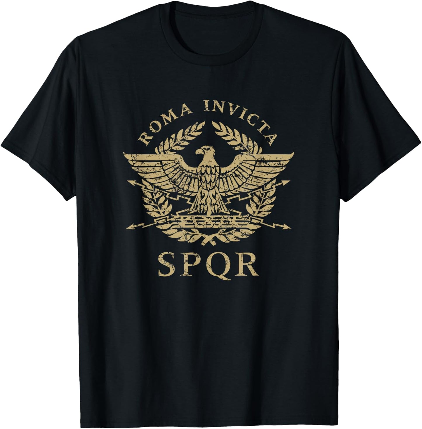 Roma Invicta SPQR Roman Eagle Distressed T-Shirt - T-Shirt | Black