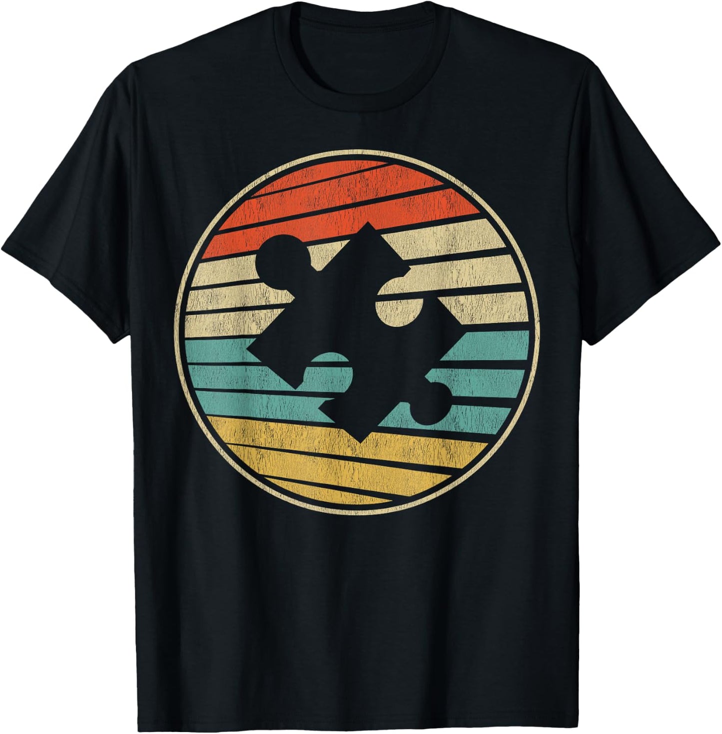 Autism Awareness Retro Vintage Autistic Kids Autism Puzzle T-Shirt - T-Shirt | Black